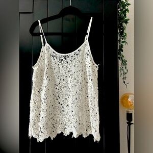 Ambiance Apparel white crochet lace top Size L Hippy Boho festival